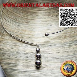 Collier ras de cou rigide en argent 925 ‰ avec 4 sphères de croissance suspendues