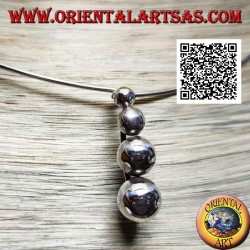 Collier ras de cou rigide en argent 925 ‰ avec 4 sphères de croissance suspendues