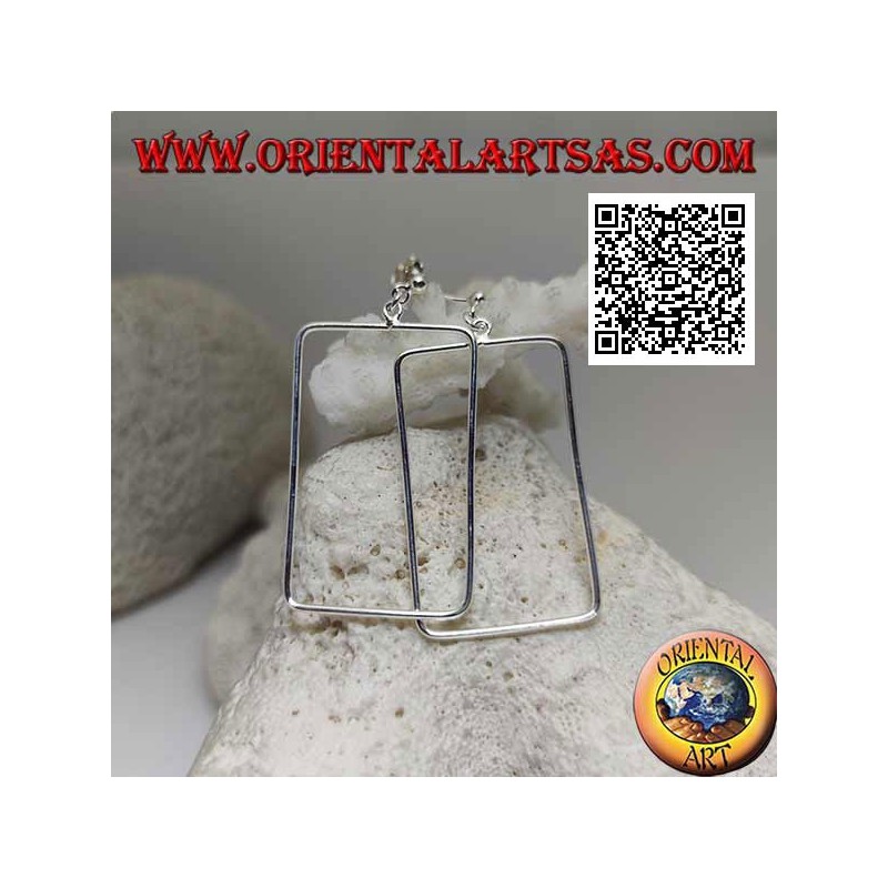 Boucles d'oreilles lobe argent avec pendentif fil rectangle biseauté