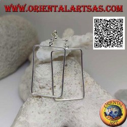 Silver lobe earrings with rounded rectangle pendant wire