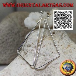 Pendientes de plata con lóbulo y alambre colgante rectangular redondeado