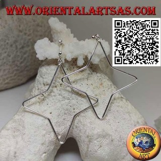 Pendientes lóbulos de plata con colgante de estrella de 4 puntas