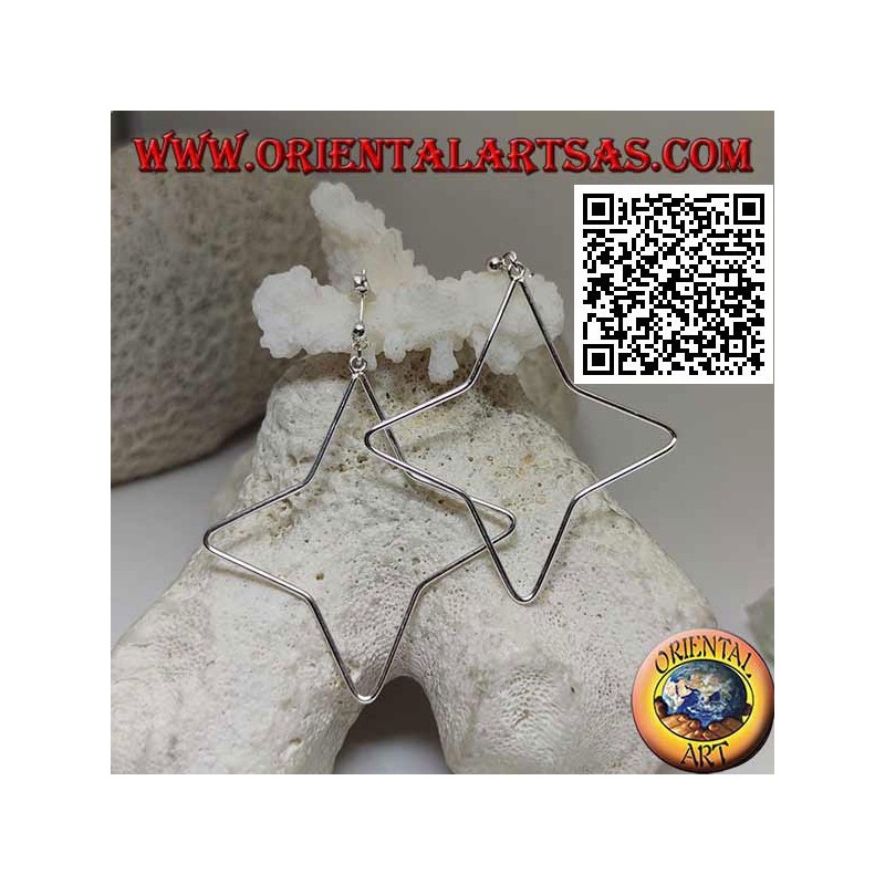 Orecchini in argento da lobo con filo a stella a 4 punte pendente