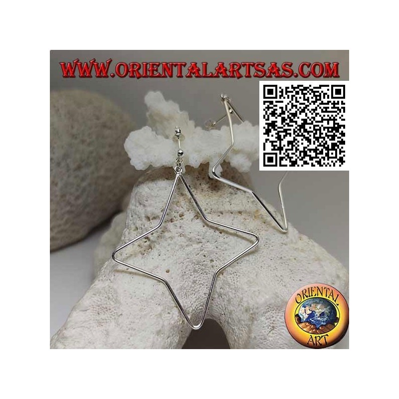 Boucles d'oreilles lobe en argent avec pendentif étoile à 4 branches