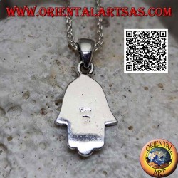 Silver pendant hand of Fatima Hamsa with bas-relief decoration
