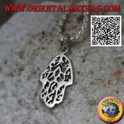 Colgante de plata Mano de Fátima lisa con decoración calada