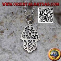 Pendentif Main de Fatima en argent lisse à décor ajouré