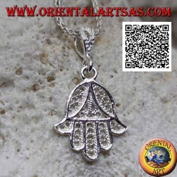 Silver pendant hand of Fatima small with oriental decoration pierced (not oxidized)
