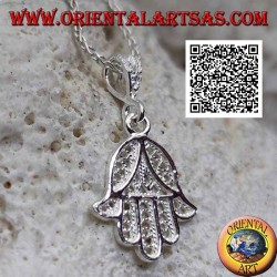 Silver pendant hand of Fatima small with oriental decoration pierced (not oxidized)