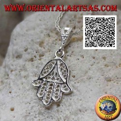 Pendentif en argent main de Fatima petit à décor oriental percé (non oxydé)