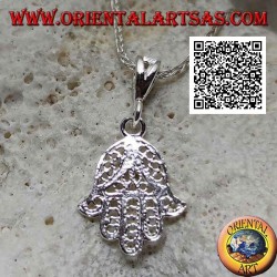 Silver pendant hand of Fatima small with oriental decoration pierced (not oxidized)