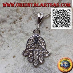 Pendentif en argent main de Fatima petit à décor oriental percé (non oxydé)