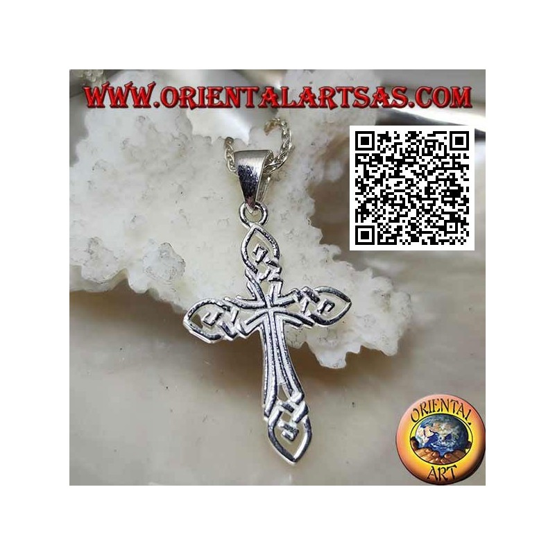 Silberanhänger verwobenes perforiertes Kreuz