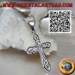 Pendentif en argent croix perforée entrelacée