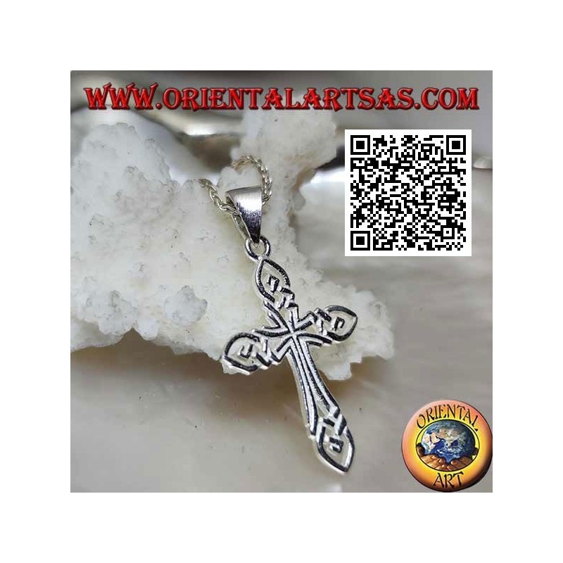 Ciondolo in argento croce intrecciata traforata