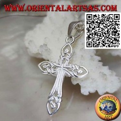 Pendentif en argent croix perforée entrelacée