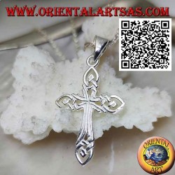 Pendentif en argent croix perforée entrelacée