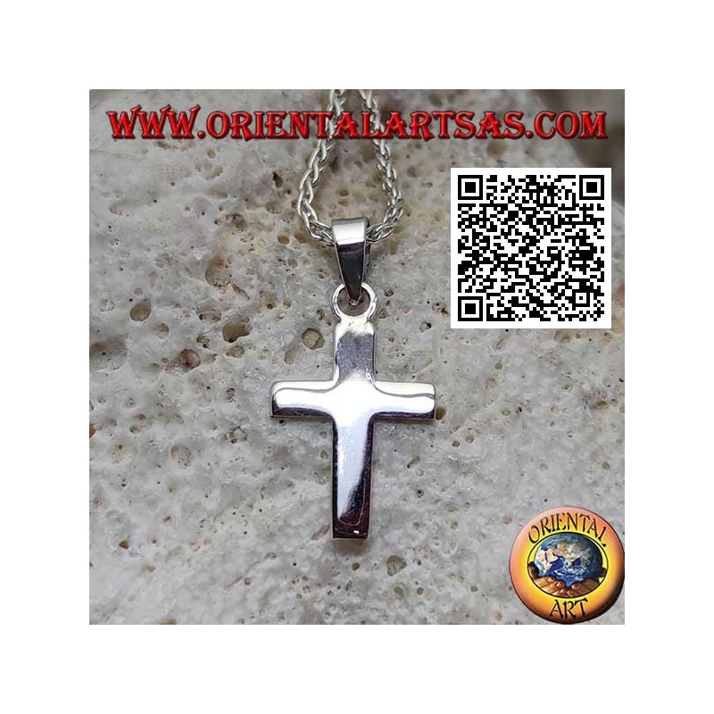 Ciondolo in argento croce latina cristiana piatta e liscia (16*11)