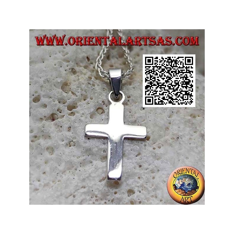 Colgante cruz latina cristiana plana y lisa de plata(16*11)