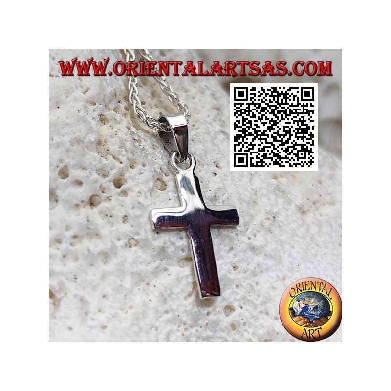 Ciondolo in argento croce latina cristiana piatta e liscia (16*11)
