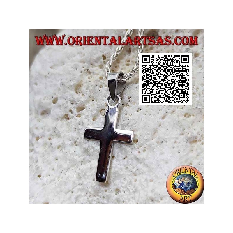 Ciondolo in argento croce latina cristiana piatta e liscia (16*11)