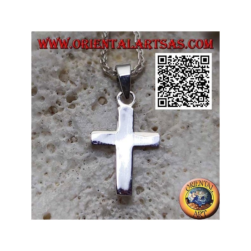 Pendentif croix latine chrétienne plate et lisse en argent(16*11)