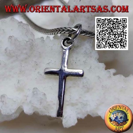 Silver Flat, Smooth Thin Christian Latin Cross Pendant (18 * 10)