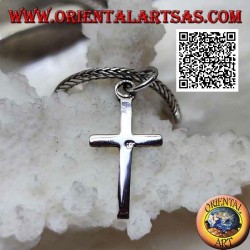 Pendentif croix latine chrétienne plate, lisse et mince en argent (18 * 10)