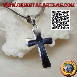 Silver flat and smooth Christian Latin cross pendant, bevelled at the edges (24 * 15)