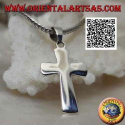 Silber flacher und glatter christlich-lateinischer Kreuzanhänger, an den Rändern abgeschrägt (24 * 15)