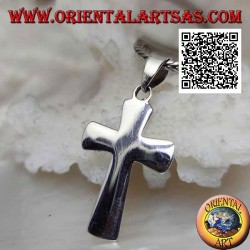 Colgante cruz latina cristiana plana y lisa de plata, biselado en los bordes (24 * 15)