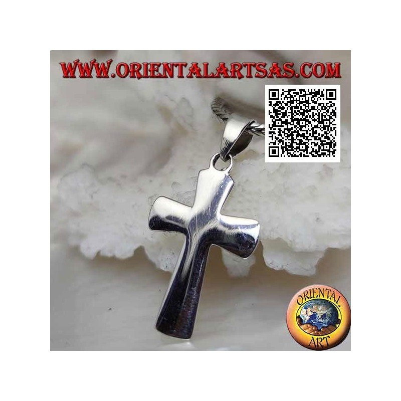 Pendentif croix latine chrétienne plate et lisse en argent, biseautée sur les bords (24 * 15)