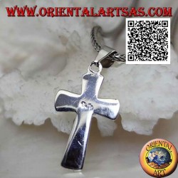 Silber flacher und glatter christlich-lateinischer Kreuzanhänger, an den Rändern abgeschrägt (24 * 15)