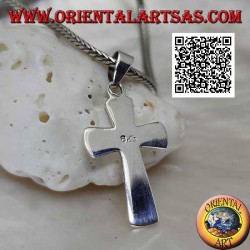 Silber flacher und glatter christlich-lateinischer Kreuzanhänger, an den Rändern abgeschrägt (24 * 15)