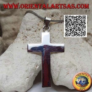 Silber flacher und glatter christlicher lateinischer Kreuz großer Kreuzanhänger (50 * 33)