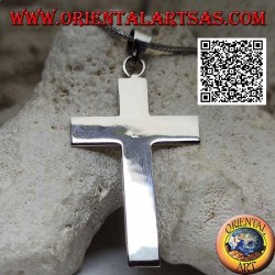 Silver flat and smooth Christian Latin cross large cross pendant (50 * 33)