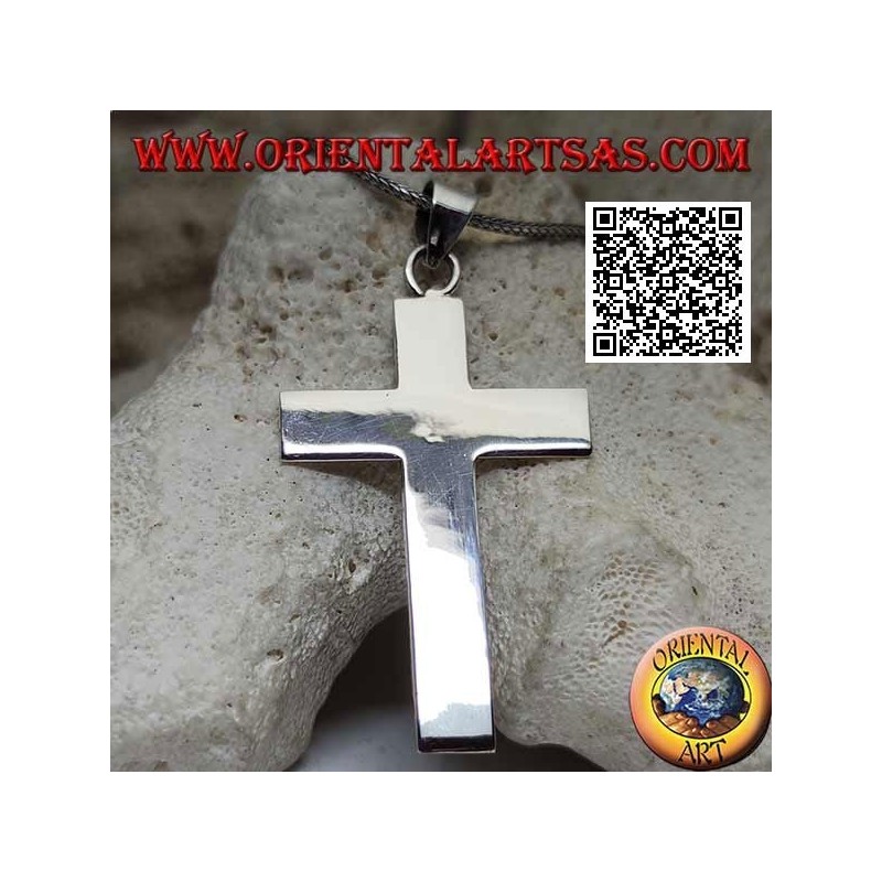 Ciondolo in argento croce grande latina cristiana piatta e liscia (50*33)
