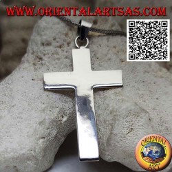 Colgante cruz grande cruz latina cristiana plana y lisa de plata (50 * 33)