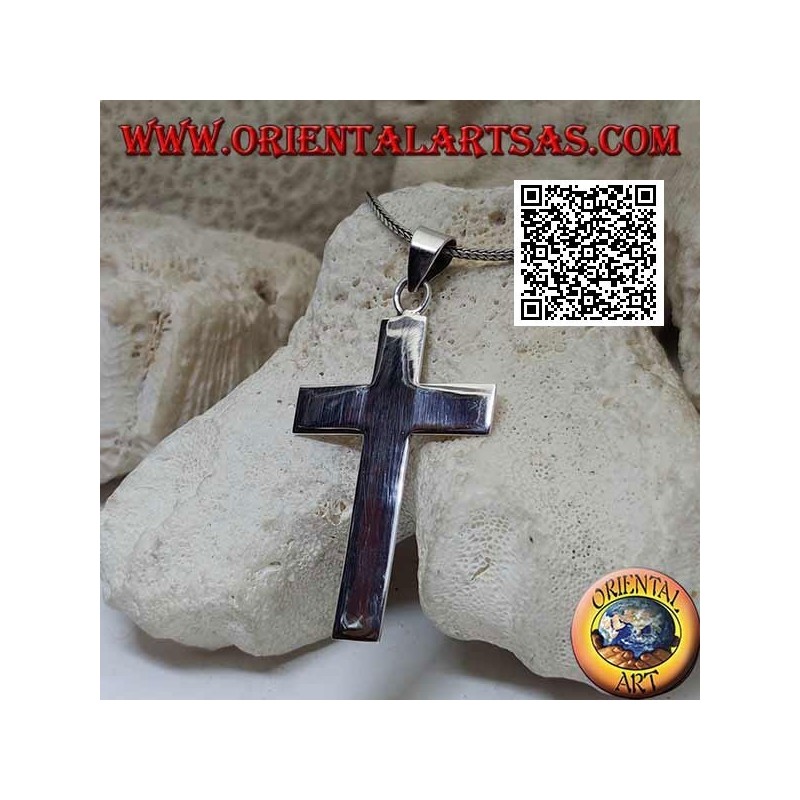 Silber flacher und glatter christlicher lateinischer Kreuz großer Kreuzanhänger (50 * 33)