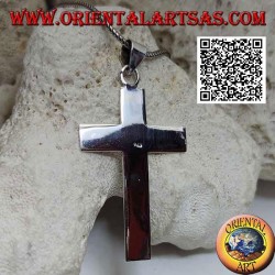 Silber flacher und glatter christlicher lateinischer Kreuz großer Kreuzanhänger (50 * 33)