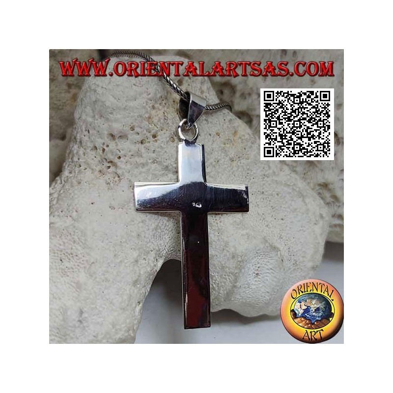 Silver flat and smooth Christian Latin cross large cross pendant (50 * 33)