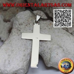 Silber flacher und glatter christlicher lateinischer Kreuz großer Kreuzanhänger (50 * 33)