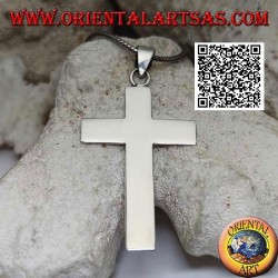 Grand pendentif croix latine chrétienne plate et lisse en argent (50 * 33)