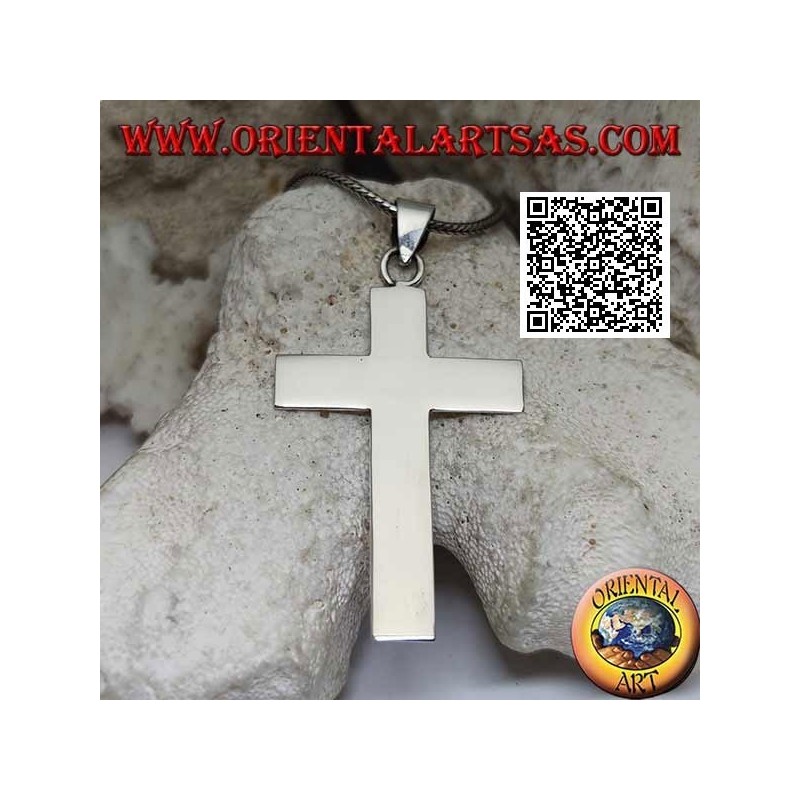 Grand pendentif croix latine chrétienne plate et lisse en argent (50 * 33)