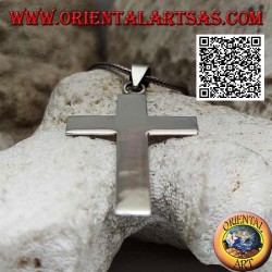 Silber flacher und glatter christlicher lateinischer Kreuz großer Kreuzanhänger (50 * 33)