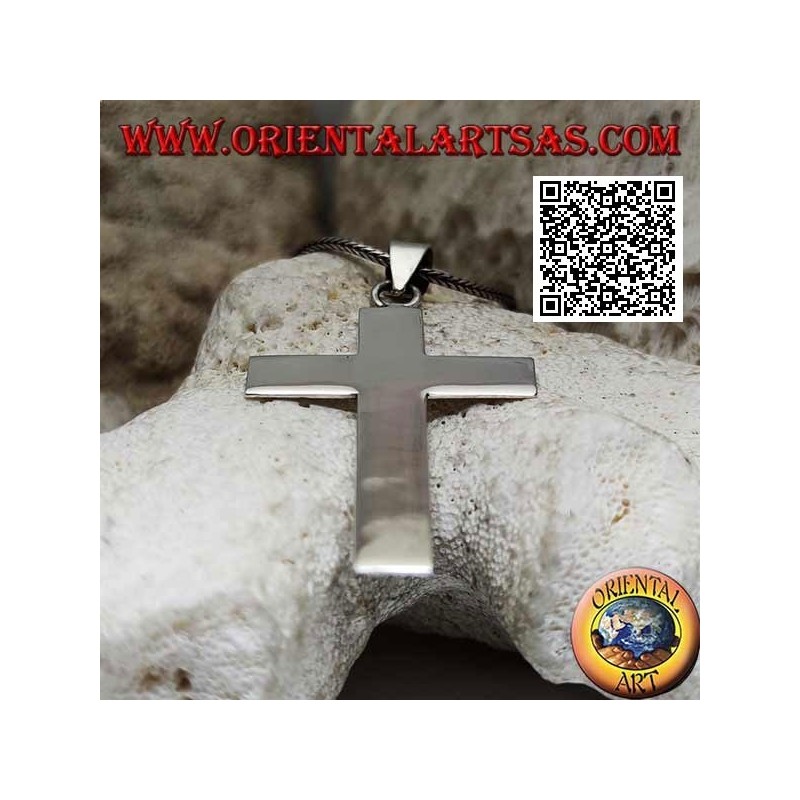 Colgante cruz grande cruz latina cristiana plana y lisa de plata (50 * 33)
