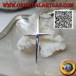 Pendentif croix latine épaisse et lisse en argent avec extrémités pointues
