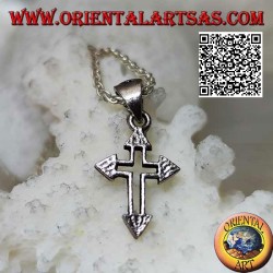 Sterling silver Latin cross pendant with arrowhead endings
