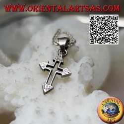Sterling silver Latin cross pendant with arrowhead endings
