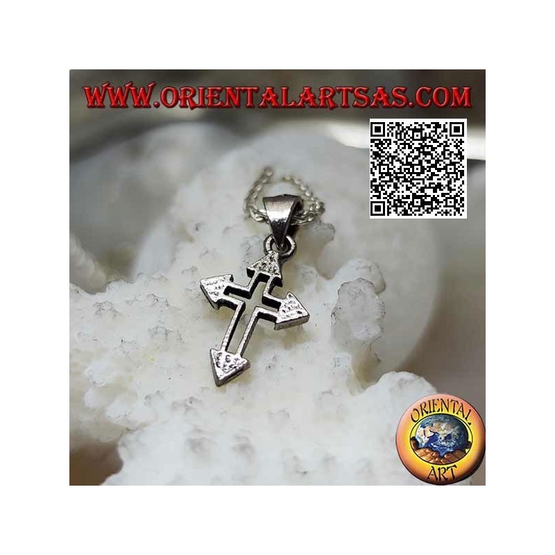 Sterling silver Latin cross pendant with arrowhead endings